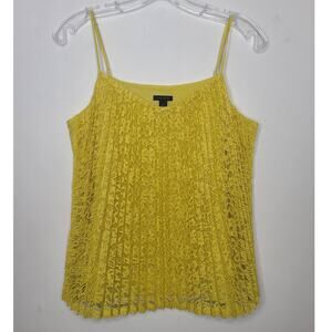 Ann Taylor yellow pleated lace tank blouse - small